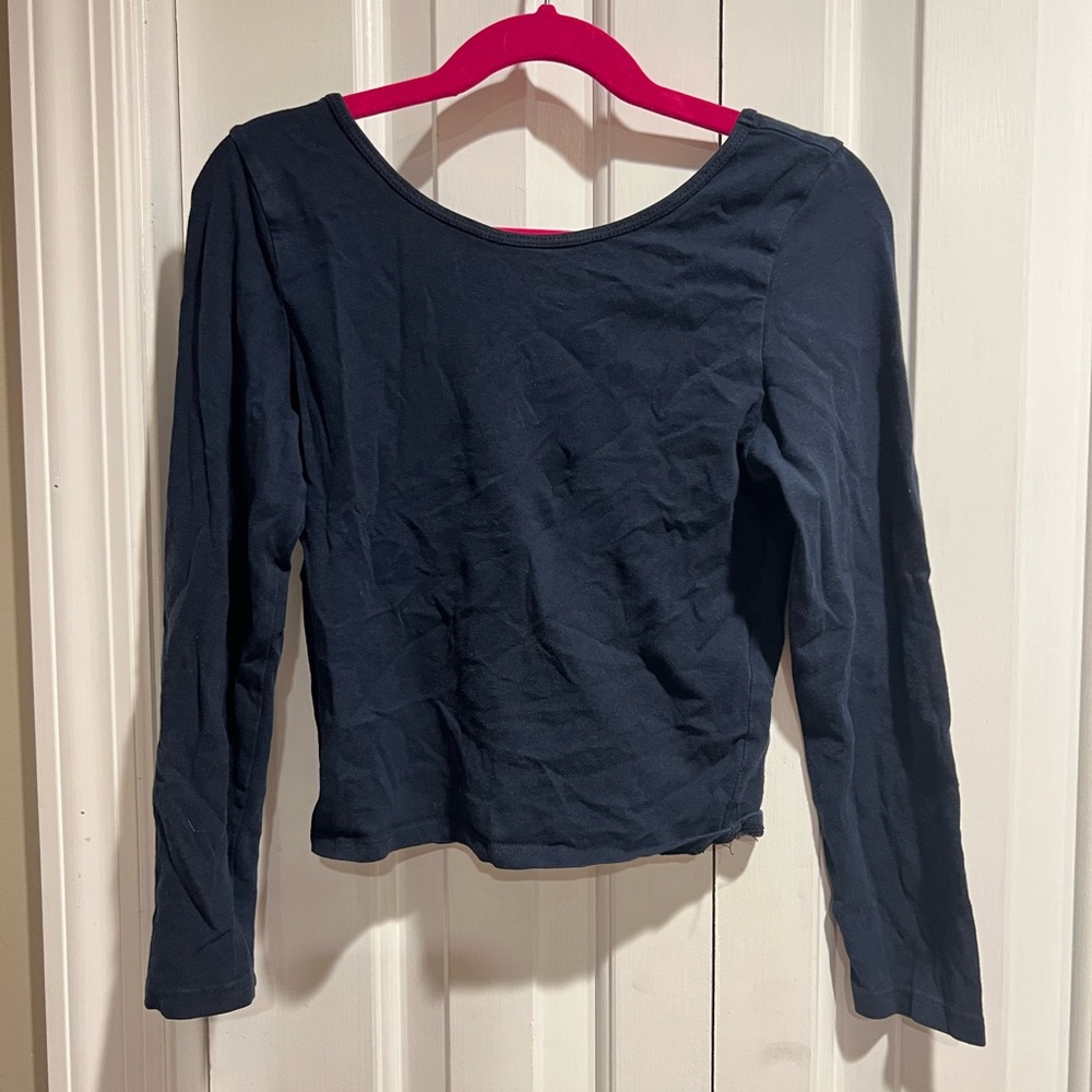 Navy Cropped Long-sleeve top